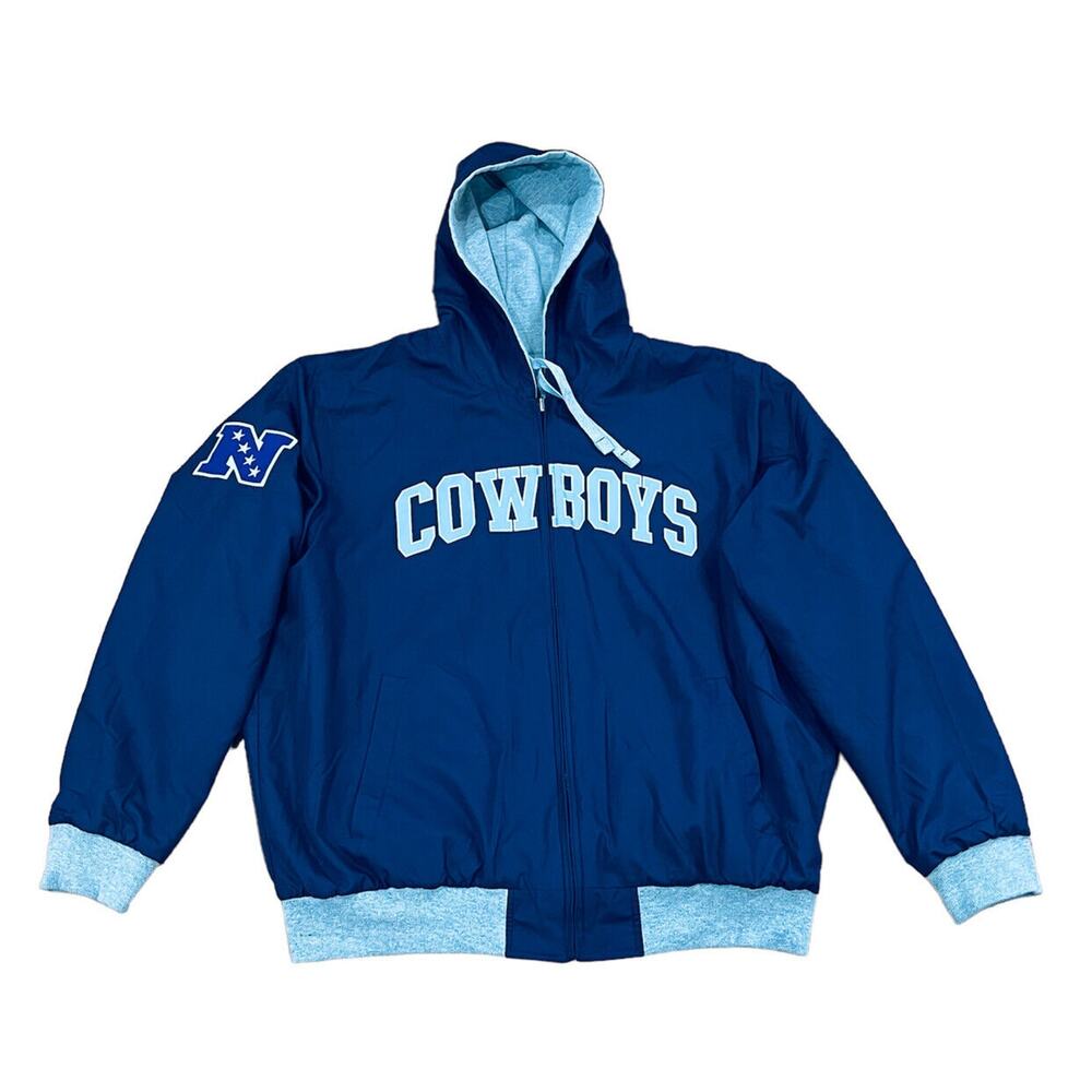Dallas Cowboys NFL Men's G-III Hooded Reversible Jacket XXL  2XL - Grey / Blue